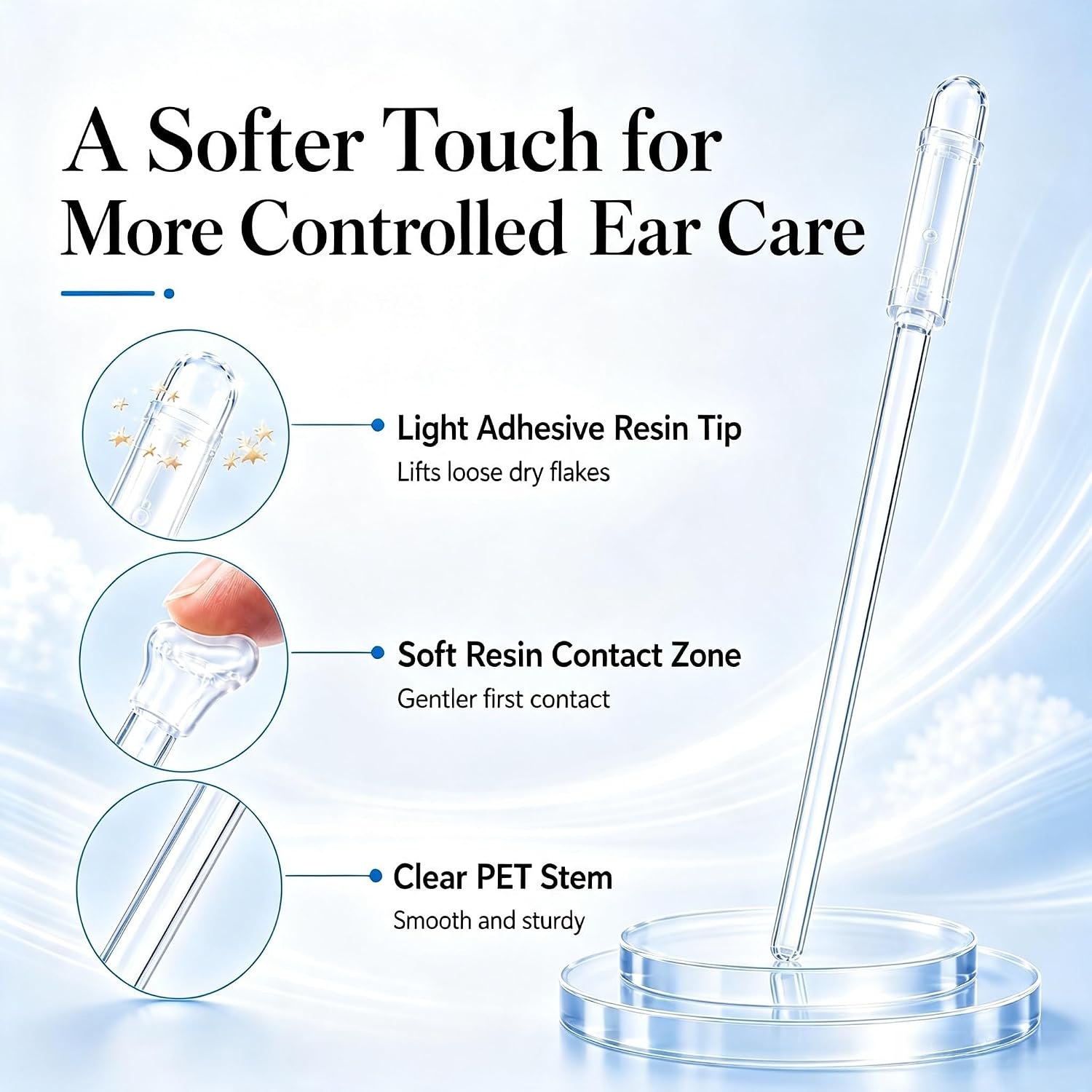 Sticky Ear Cleaning Stick,24Pcs Sticky Ear Cleaners for Adults,Reusable Ear Cleaner Sticky Pick,Resin Gel Ear Stick Gentle Ear Wax Removal Tool