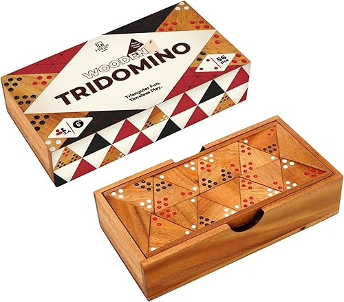 BSIRI Juego de dominó triangular de madera, juego de azulejos triangulares, estrategia para adultos y niños, juegos de mesa clásicos de dominó y