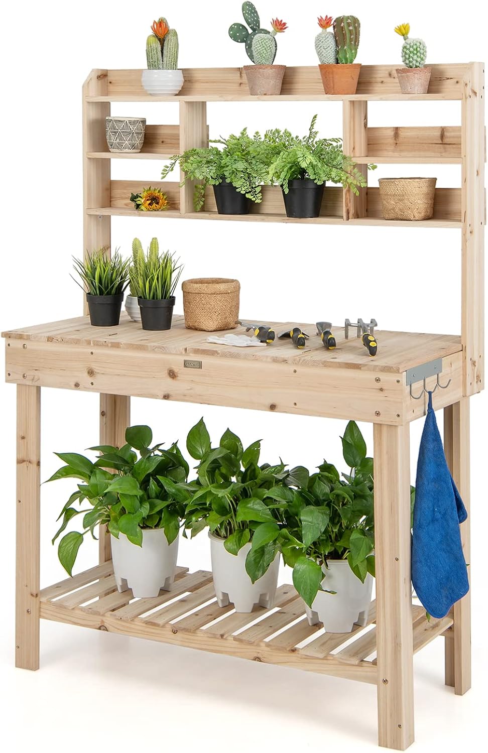 Potting Bench Garden Table With Removable Stainless Sink Wood Bench