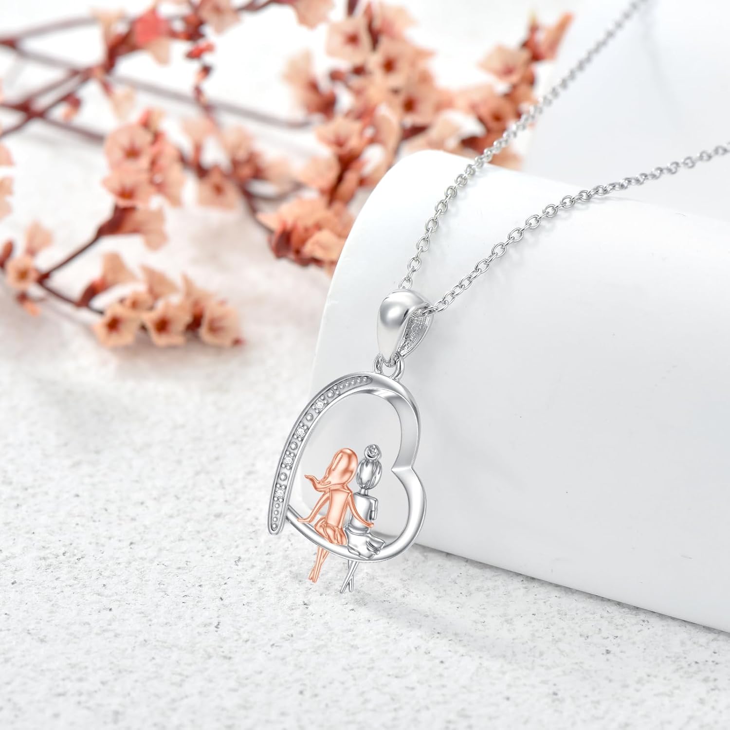 Diamond Sister Necklace 925 Sterling Silver Heart Pendant Necklace Female Friendship Diamond Jewelry Birthday Gifts for Women Friends Daughter - Image 3