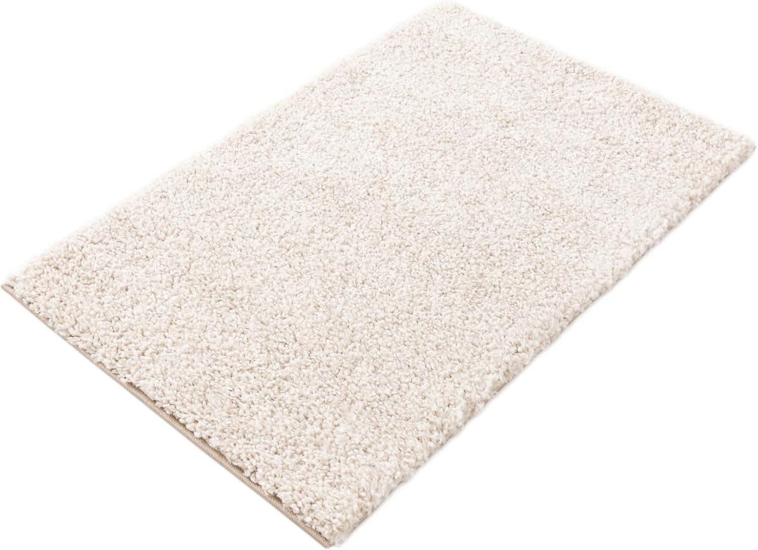 Rugs.com Solid Frieze Collection Rug – 2x3 Ivory Shag Rug Perfect for Entryways, Kitchens, Breakfast Nooks, Accent Pieces