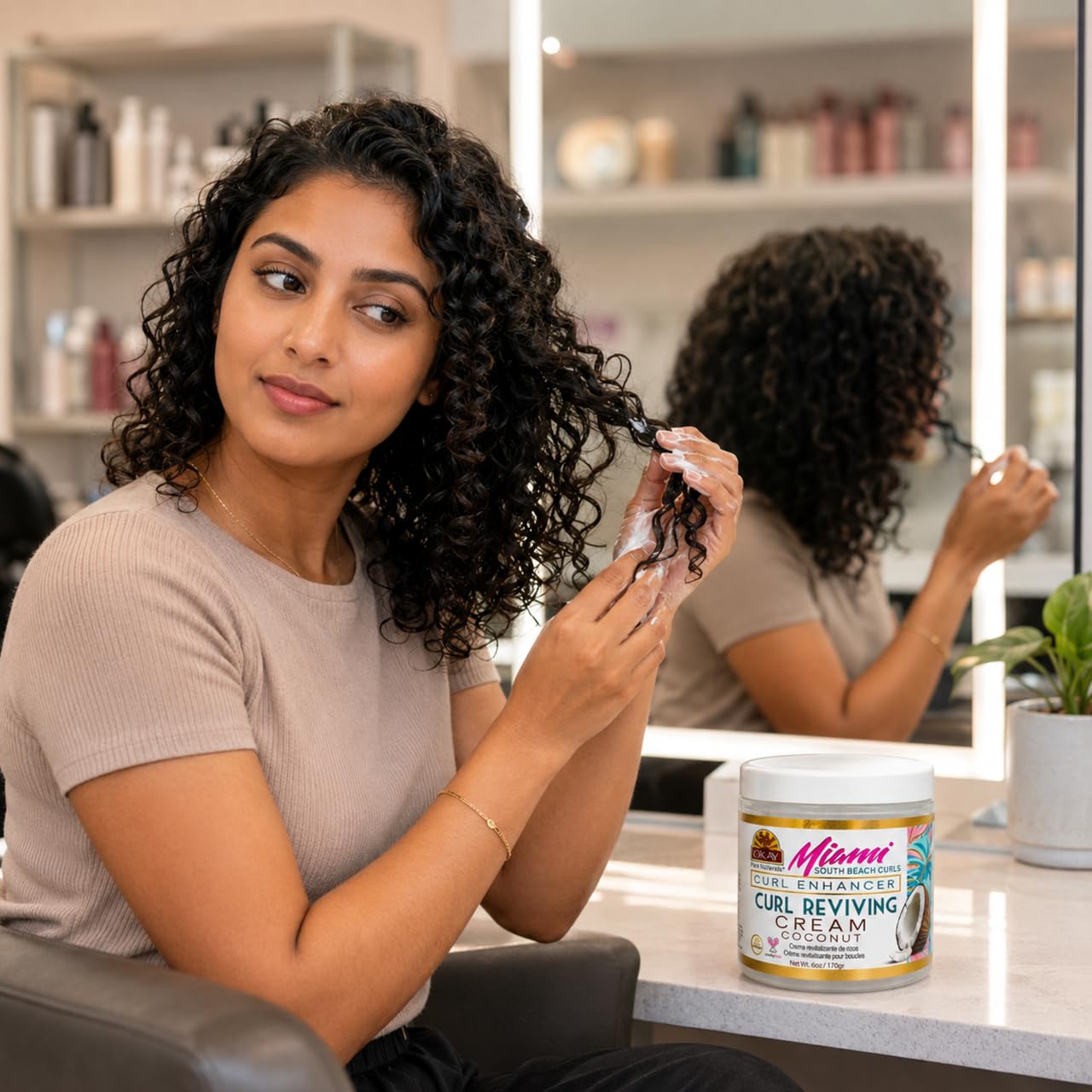 OKAY- Miami South Beach Curls- Curl Enhancer- Curl Reviving Cream 6oz/170gr