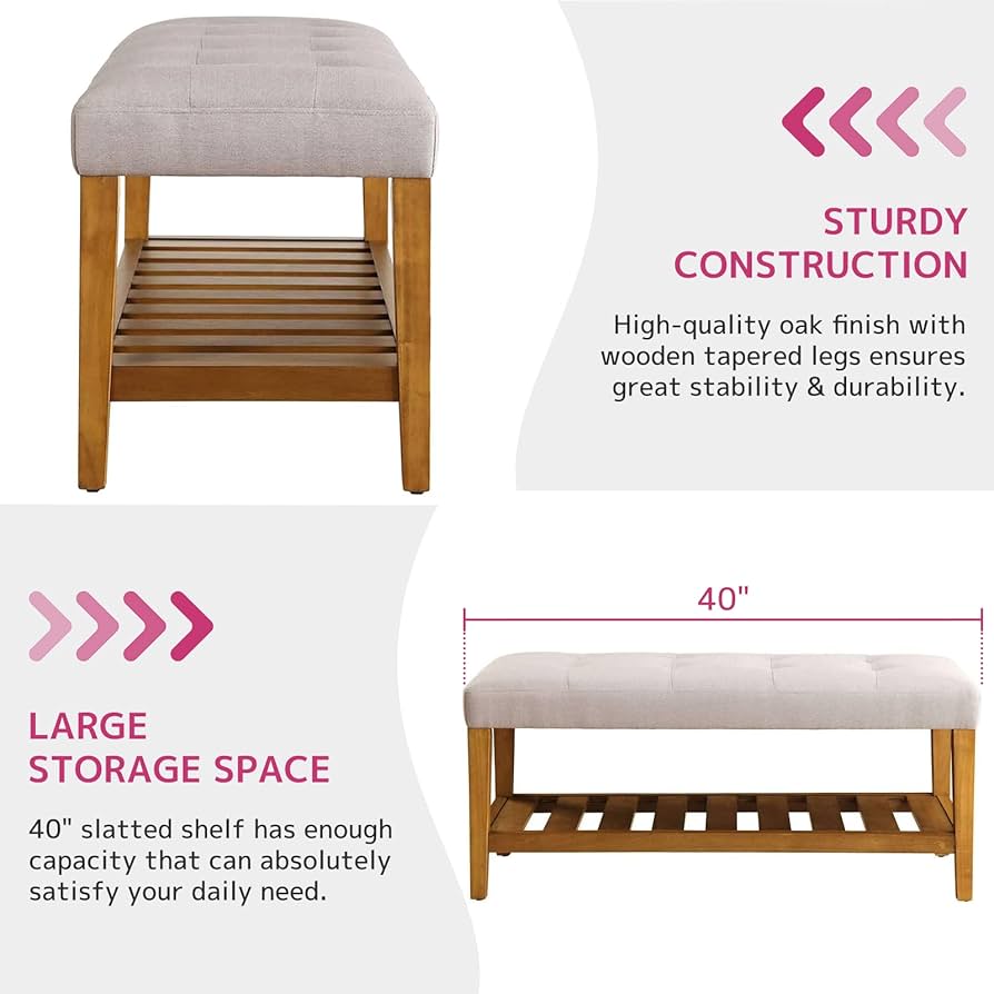 Amazon.com - Acme Charla Fabric Upholstered Bench with Bottom