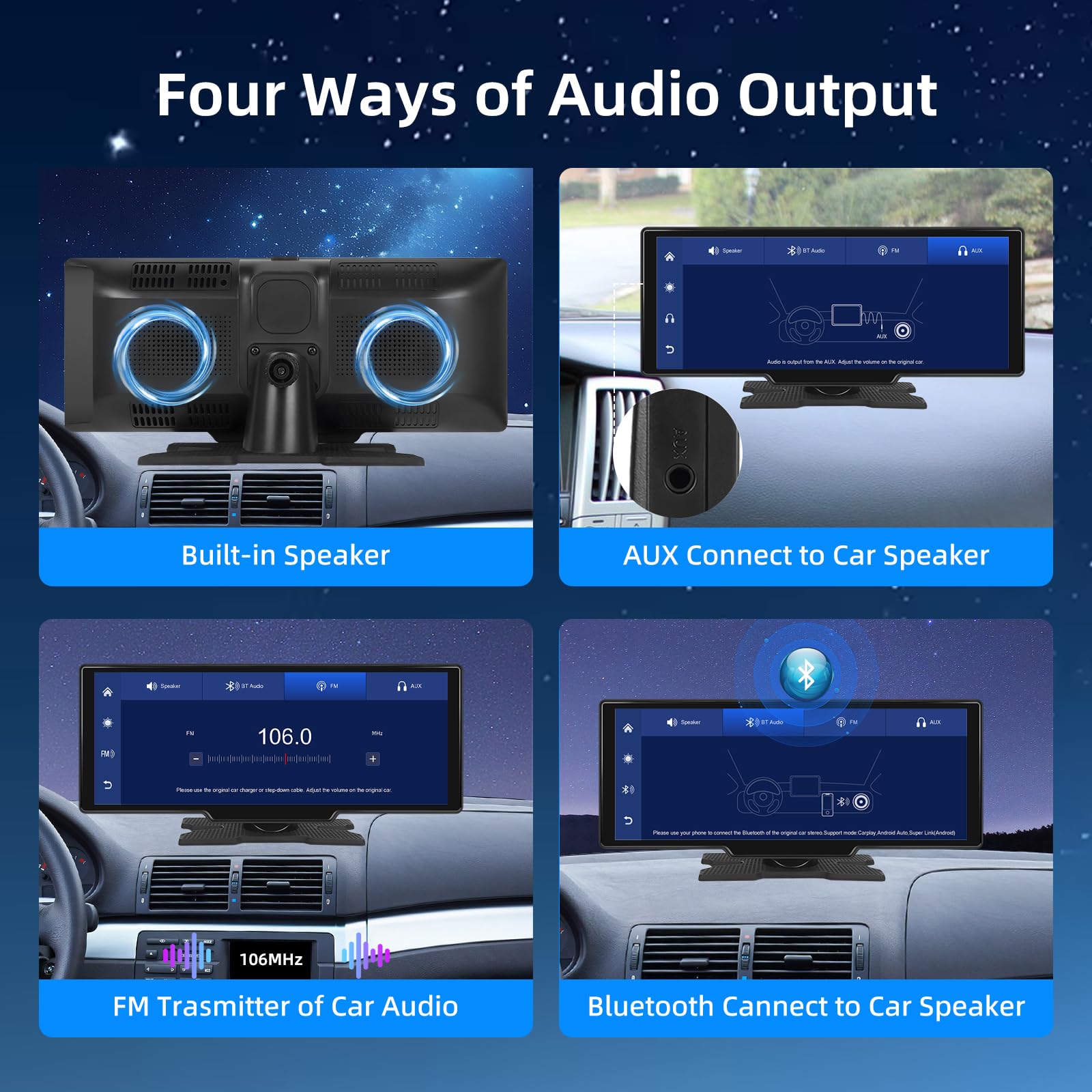 Schermo Carplay per Auto con Wireless Carplay Android Auto e Super Link | 10,26 pollici Car Play per Auto Supporto Navigazione GPS, Bluetooth, Trasmissione FM, Aggiornamento OTA, Controllo Vocale