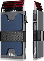 Vista 36 de Cartera delgada de aluminio para hombre, placa trasera expandible duradera, bloqueo RFID, billetera desplegable de metal minimalista, con capacidad