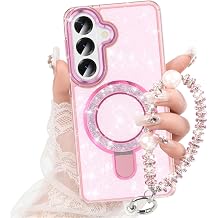 WATACHE for Samsung Galaxy S26 Case, Glitter Sparkle Bling Heavy Duty Shockproof Protective Phone Case with Kickstand, Anti-Scratch Cover Case for Galaxy S26Clear Pink
