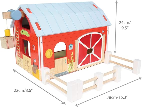 Le Toy Van - Educational Wooden Toy Colourful Wooden Red Barn | Great Interactive Role Play Gifts for A Boy Or Girl - 3+ Years