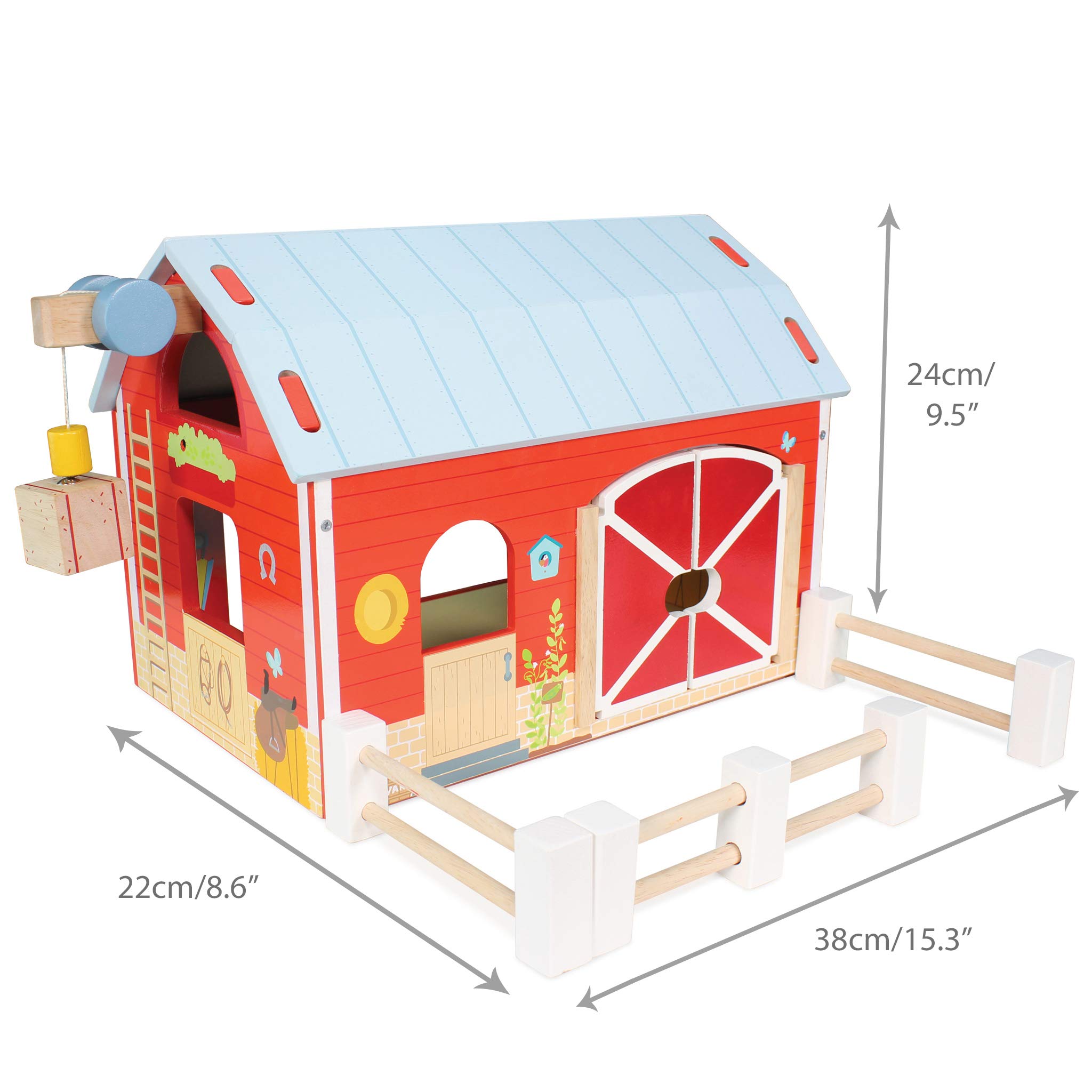 Juguete educativo de madera colorido granero rojo de madera | Gran juego de rol interactivo regalo para un niño o niña - Más de 3 años 3