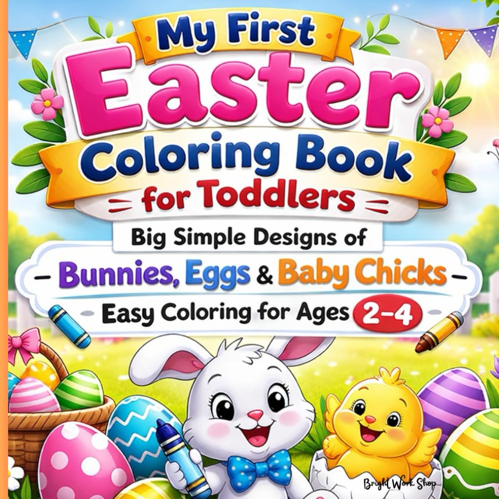 My First Easter Coloring Book for Toddlers: Big Simple Designs of Bunnies, Eggs & Baby Chicks – Easy Coloring for Ages 2–4