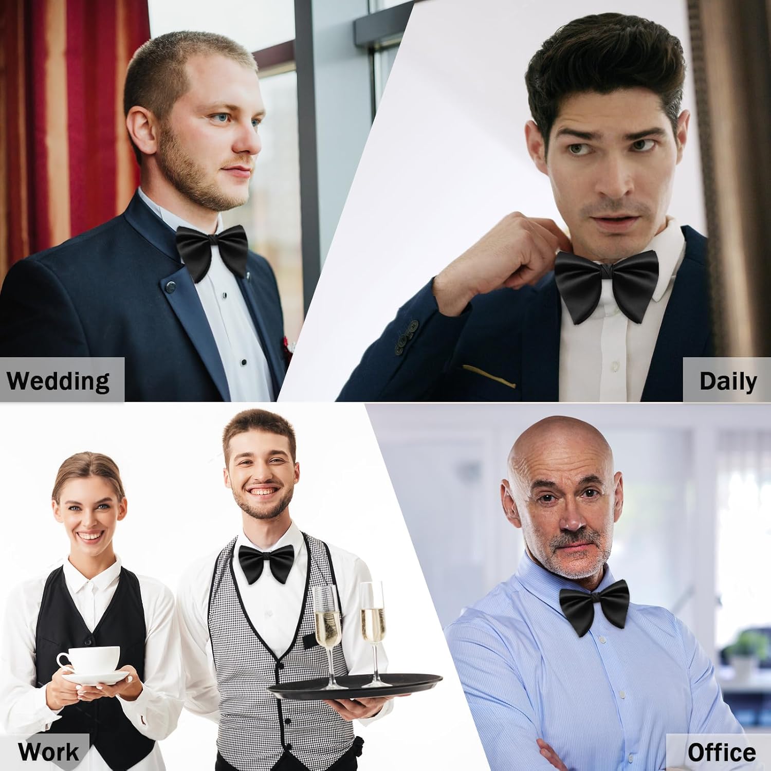 Mens Bow Tie Pre Tied Oversized Bow Ties for Men Satin Bowties for Tuxedo Wedding Party Banquet - Image 4