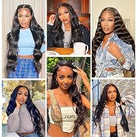 Vista 5 de Wear and Go - Pelucas sin pegamento, pelucas de encaje frontal de cabello humano precortadas con cabello de bebé, pelucas de encaje frontal de 13 x