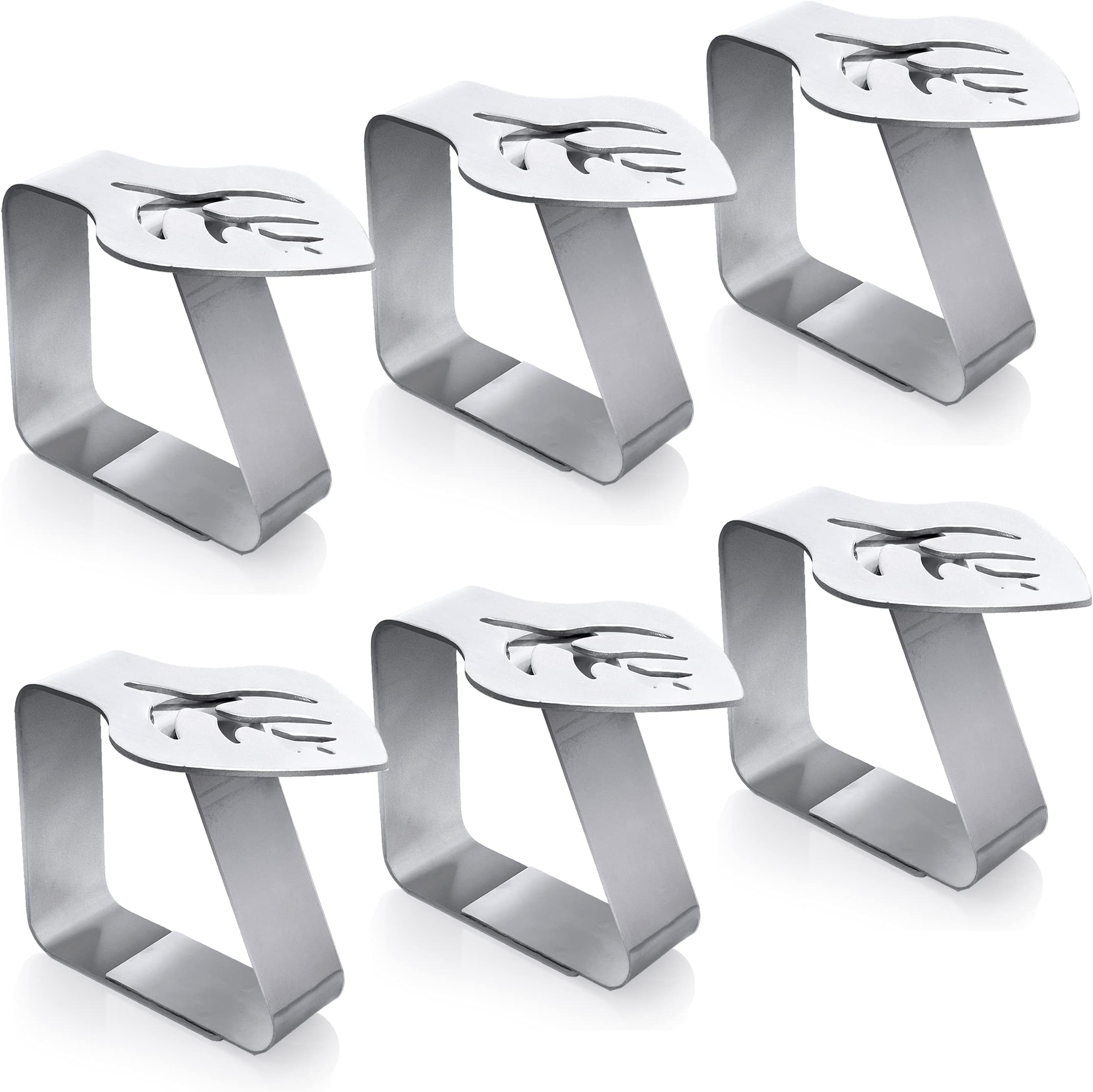 6Pcs Table Cloth Clips for Outside Table - Stainless Steel Tablecloth Clips, Fits for 1.9" Thick Outdoor Tables, Decorative Metal Clamps for Picnic Table Clips, Dining Table Cloth Holder