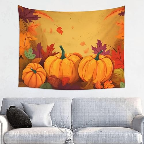 Tapiz de calabazas de arce otoñal para dormitorio, tapiz colgante de pared de Acción de Gracias, póster para sala de estar, dormitorio, manta para