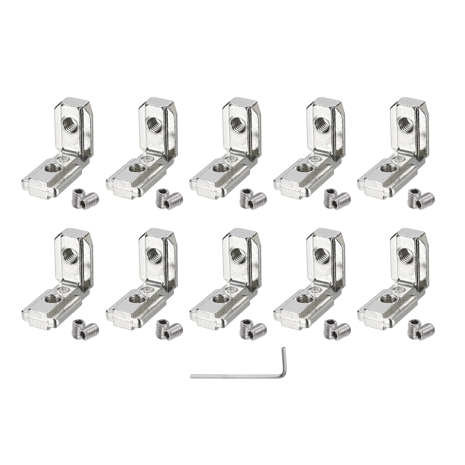 Connecteur d'angle intérieur en L 4040 avec vis M6 et clé pour profilé alu
