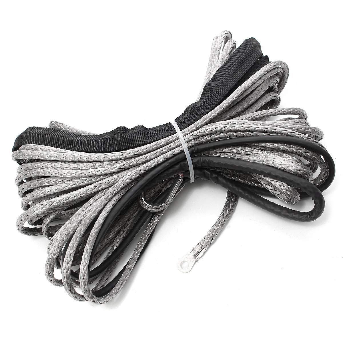Winch Rope, 15m 7700 Lbs Winch Rope String Line Cable with Sheath Synthetic Towing Car Wash Maintenance for ATV UTV Off-Road