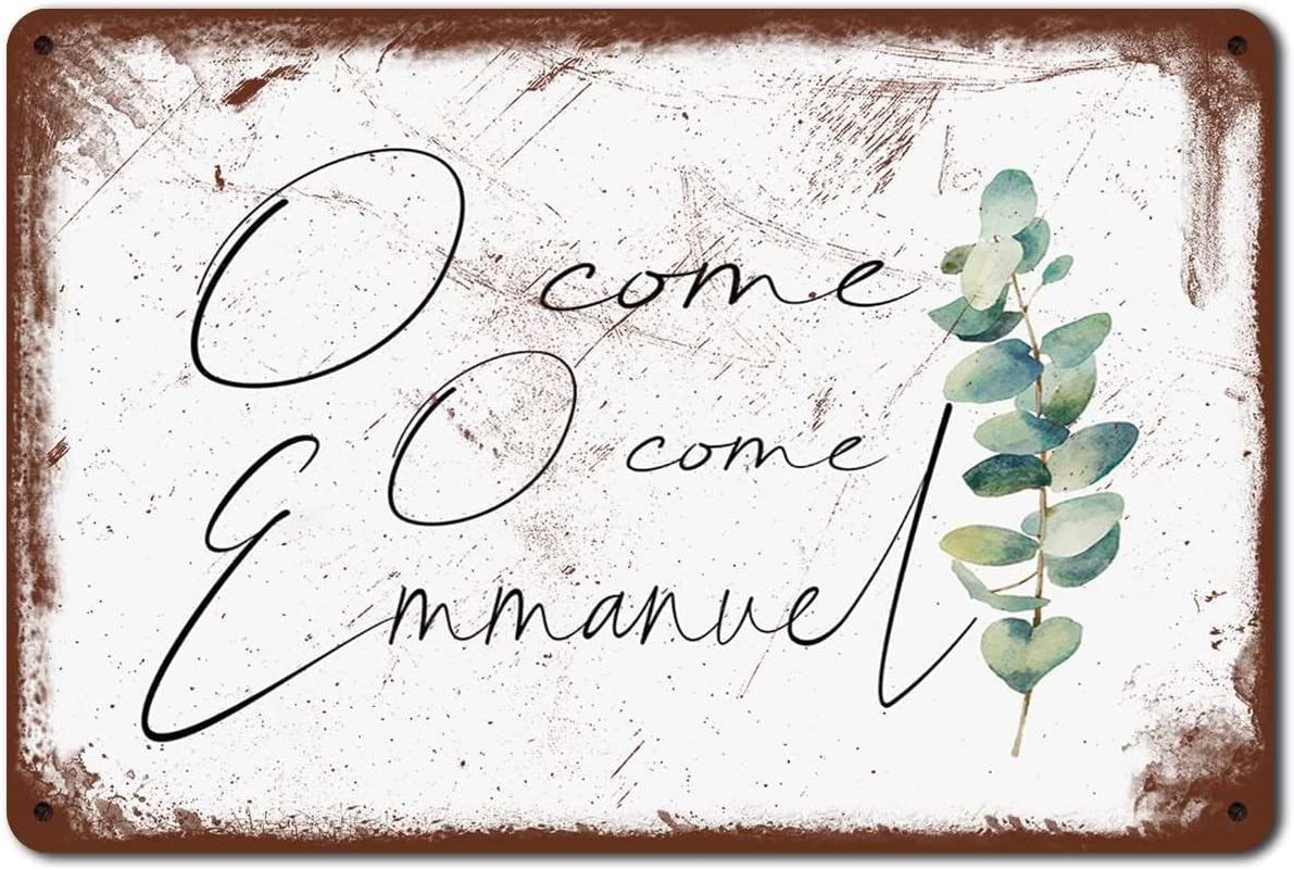 peiyeety O Come Emmanuel Retro Metal Sign Vintage Plaque Wall Art Printable Hymn Christ Christian Christmas for Classical Garage Home Bar Pub Diner 8x12inch