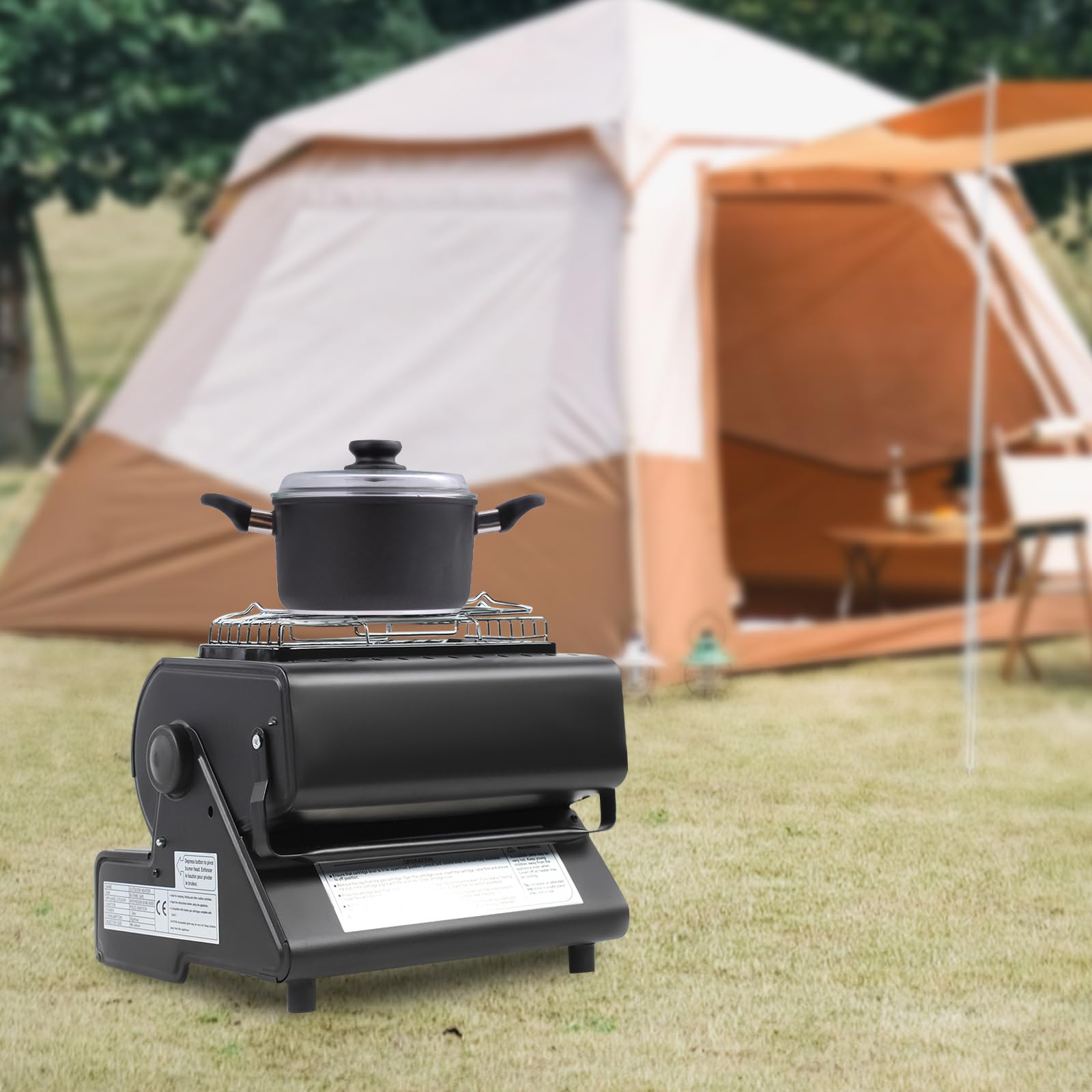 Verwarming op gas, 1,3 kW, tent, verwarming, gaskachel, 100 g/uur, outdoor tent, caravan, camping, vissen, stangen, voor 28 x 18 x 26 cm, zwart Tuin, terras & gazon
