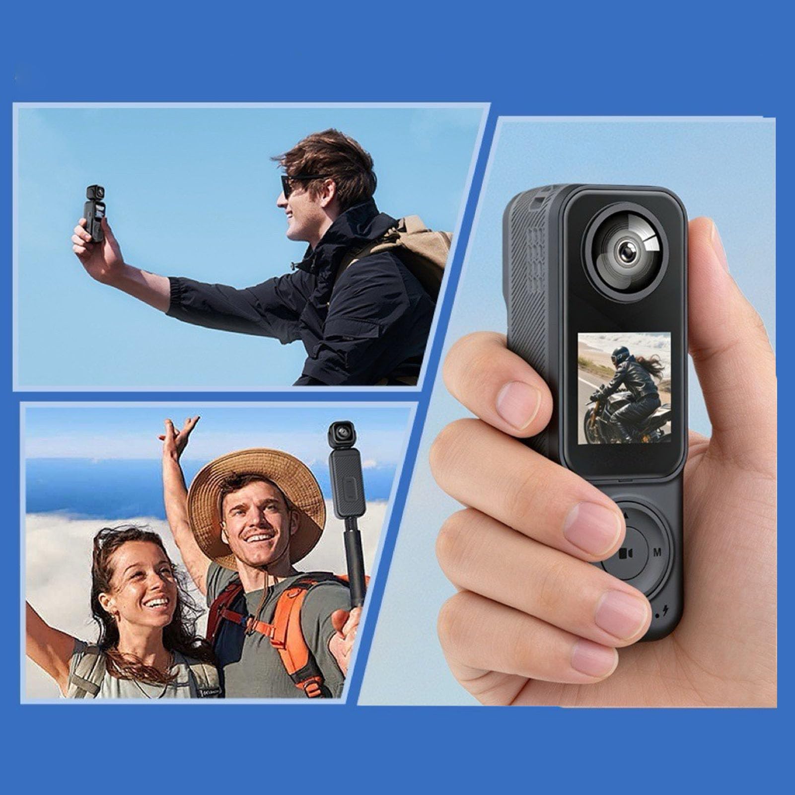 Jectse Action Camera 4K, Videoregistratore Sportivo Wi-Fi Grandangolare a Doppio Obiettivo da 130° con App per Vlogging in Bicicletta