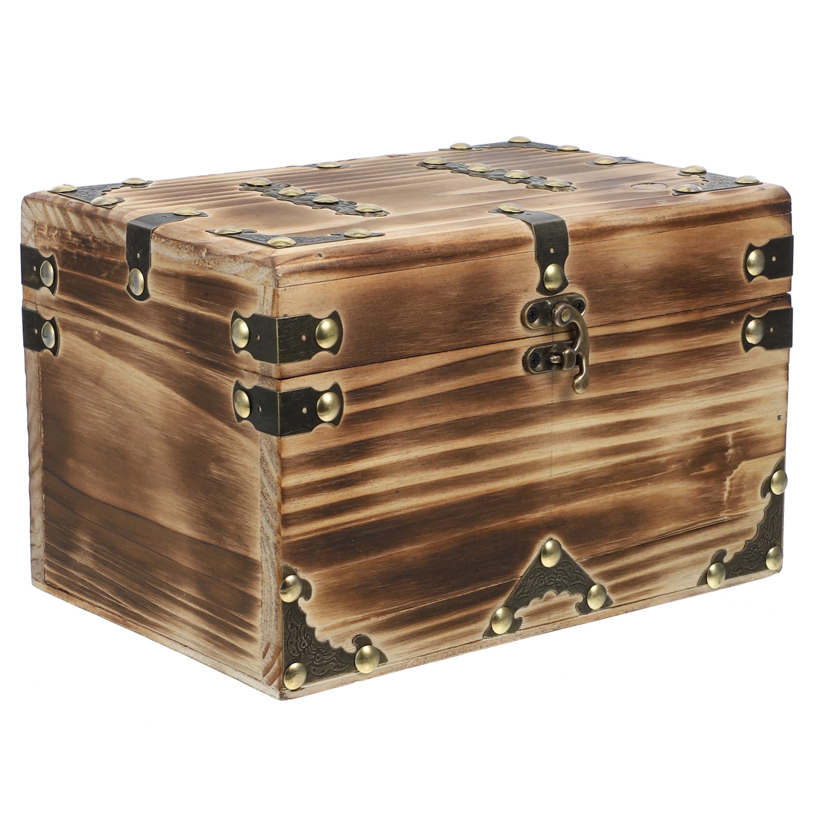ULDIGI Vintage Wooden Treasure Chest Jewelry Organizer Antique Style Storage Box for Necklaces Bracelets and Trinkets for Home and Film Props