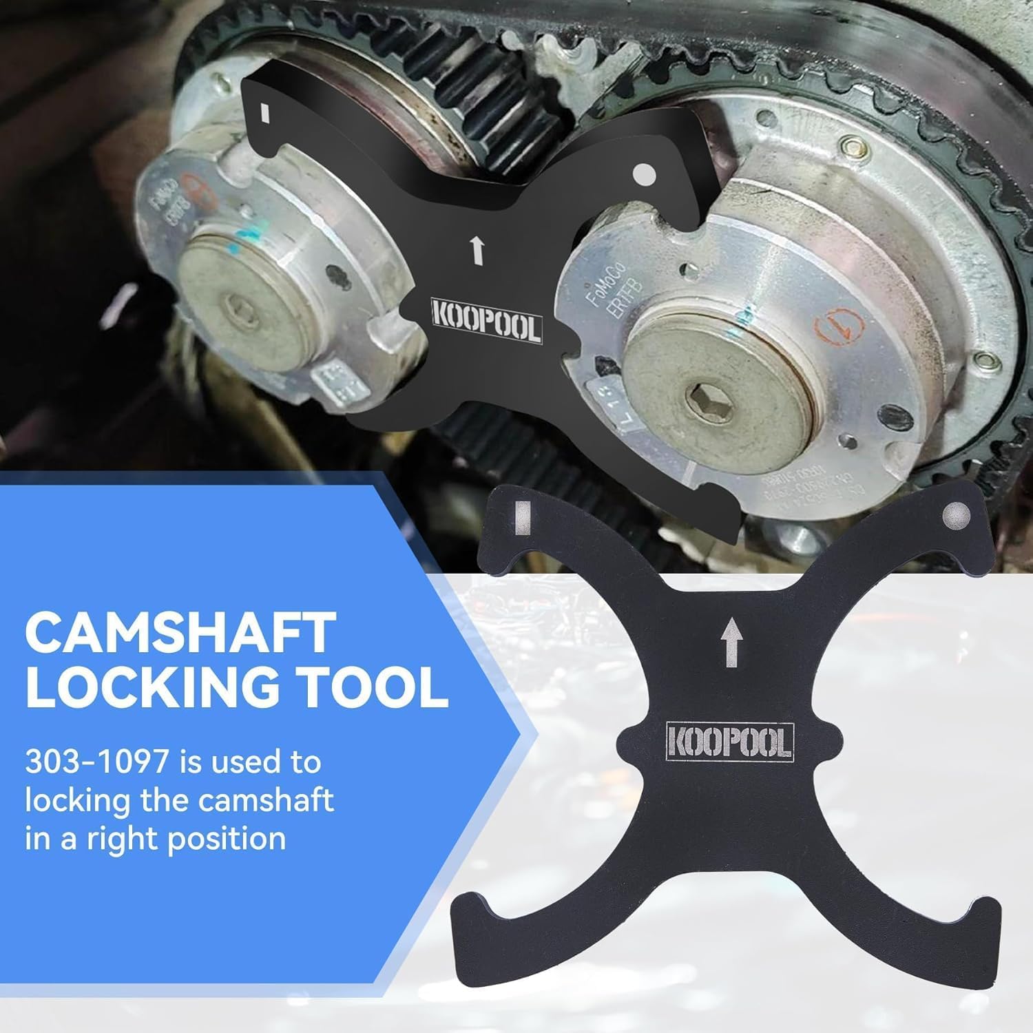 Timing Belt Tool Kit Compatible with Ford Fiesta Fusion Escape Mazda 1.4 1.6 1.8 2.0 Di/TDCi/TDDi ECOBOOST 1.6 Ti-VCT 1.5 1.6 VVT 2.5L Engine Timing Tool, Camshaft Flywheel Locking Tools 303-1097
