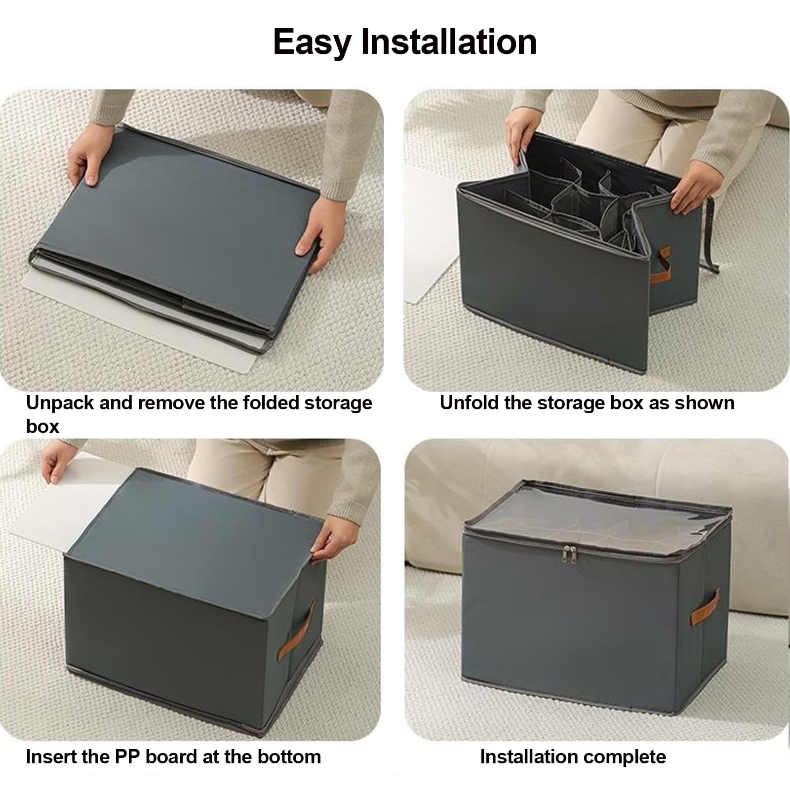 Scatola porta scarpe 16 compartimenti pieghevole in tessuto 600D Oxford con coperchio PVC trasparente,Salvaspazio per scarpe e accessori,Impilabile,Armadio,Ingresso,Appartamento piccolo (Grigio)