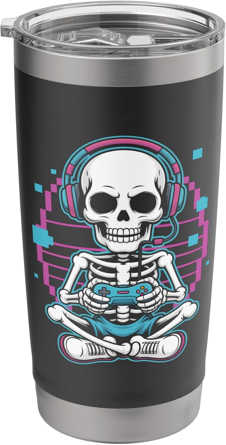 Gaming Skeleton with Headset Controller Stainless Steel Insulated Tumbler