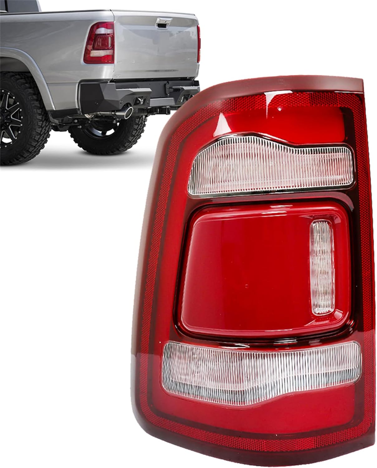 WFLNHB Driver Side Tail Light Brake Light Replacement for RAM 1500 2019-2022 Rear Brake Lamp 68262531AH with Blind Spot Module Not Included