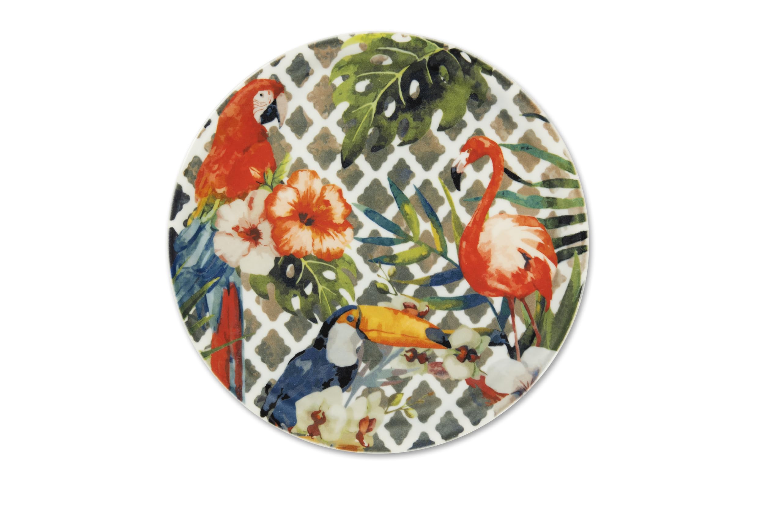 Piatti Decorati Tropicali Set 6 Piatti Pizza Excelsa Tropical - Porcellana Decorata Con Motivi Tropicali Piatti Porcellana Diametro 31cm