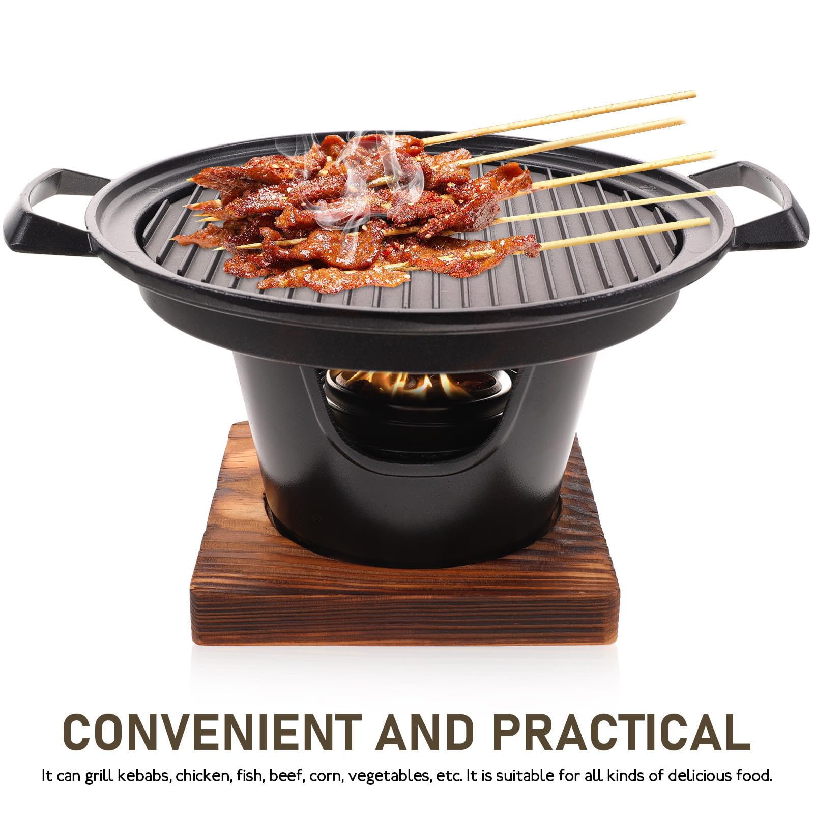 Parrilla Portátil Asadora Mini para 2-3 Personas, Negra