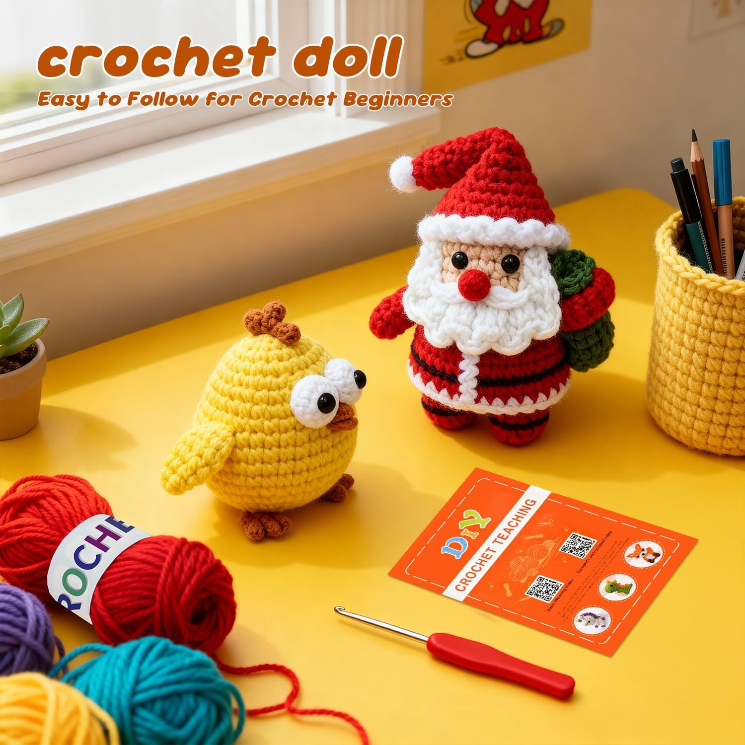 LIVIKEY 6Pcs Crochet Kit for Beginners Easy Arts and Crafts Set for Adults & Kids Woobles-Style Animal Crochet Kit with Soft Yarn Step-by-Step Video Tutorials Birthday Christmas Mother's Day