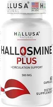 Hallusa Natural Hallosmine Plus Diosmin 500 mg, Leg Circulation & Vein Support, 60 Capsules