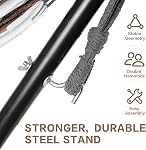 PNAEUT Double Hammocks with Stand for Outside, Portable Space Saving Heavy-Duty Steel Frame for Indoor Outdoor Patio Yard, Easy Assembly, 2 Person 450 lbs Capacity (Coffee)