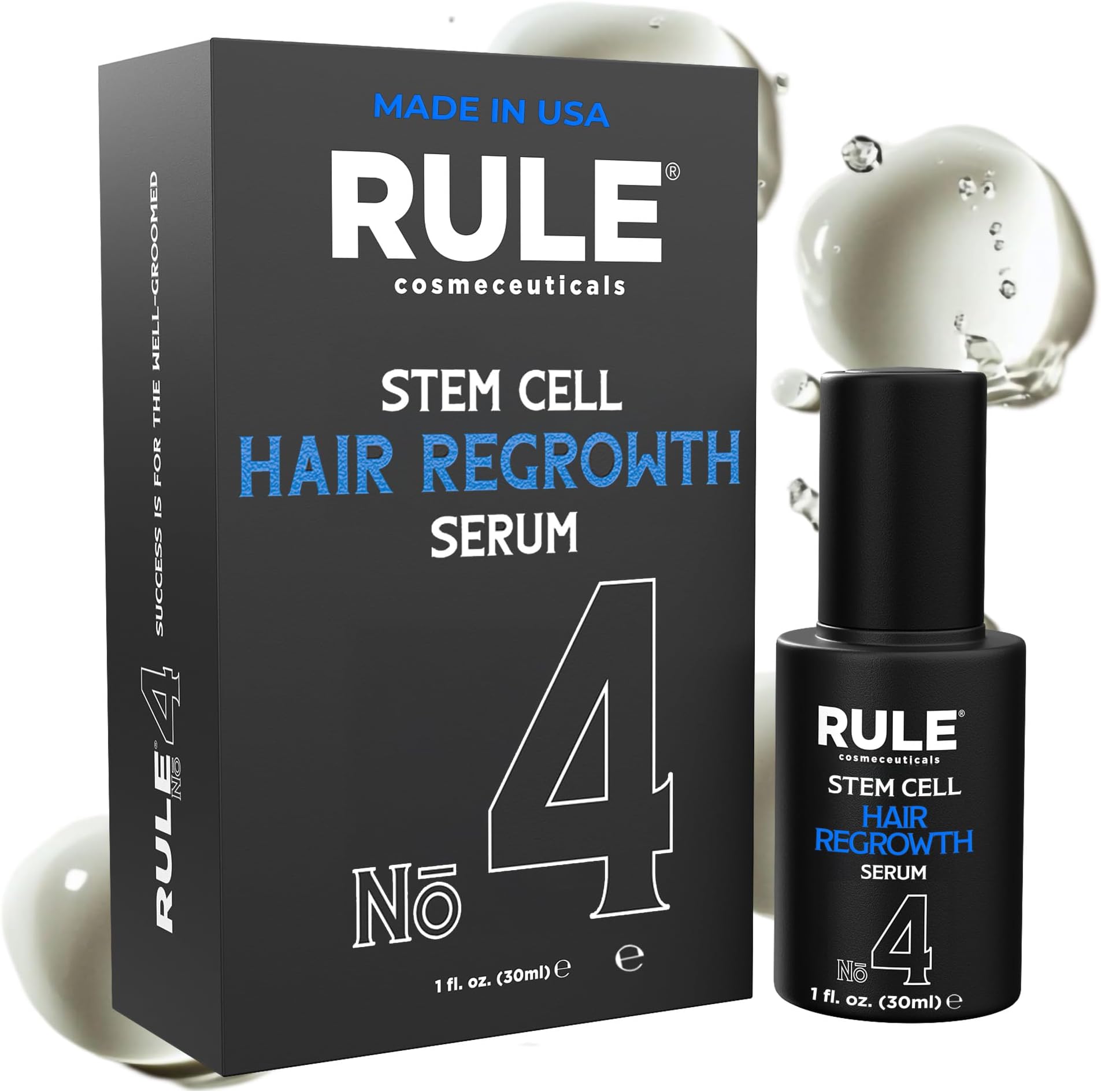 RULE No.4 Stem Cell Hair Growth Serum, Natural Oil with Biotin, Castor Oil & DHT Blocker Saw Palmetto for Thicker Fuller Longer Hair Regrowth, Scalp Serum Hair Loss Treatments for Men & Women