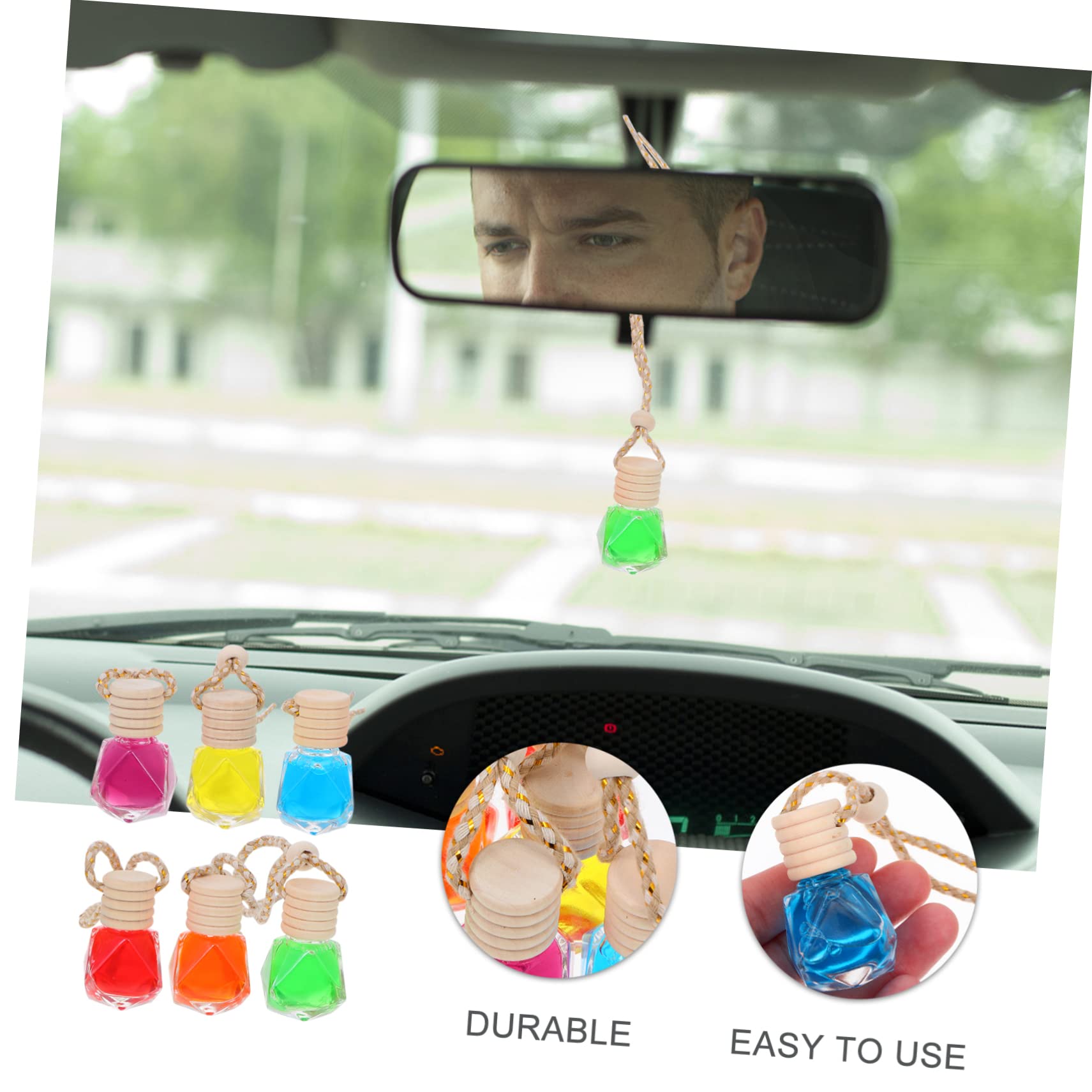 GLEAVI 12piezas Botellas De Perfume De Vidrio Para Coche Difusor De Esencial Adorno Aromático Colgante Diseño Diamante Aromatiza y Purifica El Aire Del Vehículo