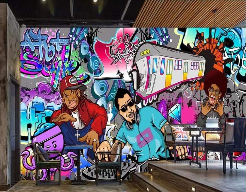 Graffiti Hip-Hop Rock Musica 3D Carta Da Parati Sfondi Ufficio Divano Camera Da Letto Sfondo Decorazione Murale-300cm×210cm
