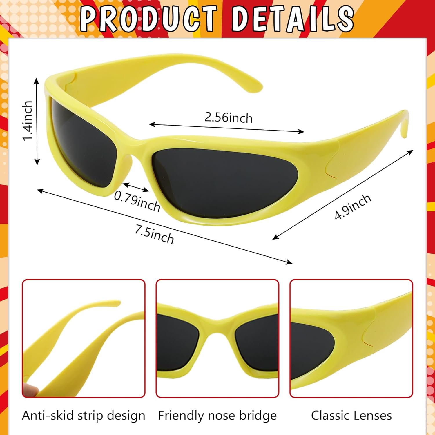 6 Pcs Halloween Wrestler Costume Kit Include Yellow and Red Feather Boa Kerchief Moustache Bracers Glasses and Necklace Red for Adult Halloween Cosplay - Image 4