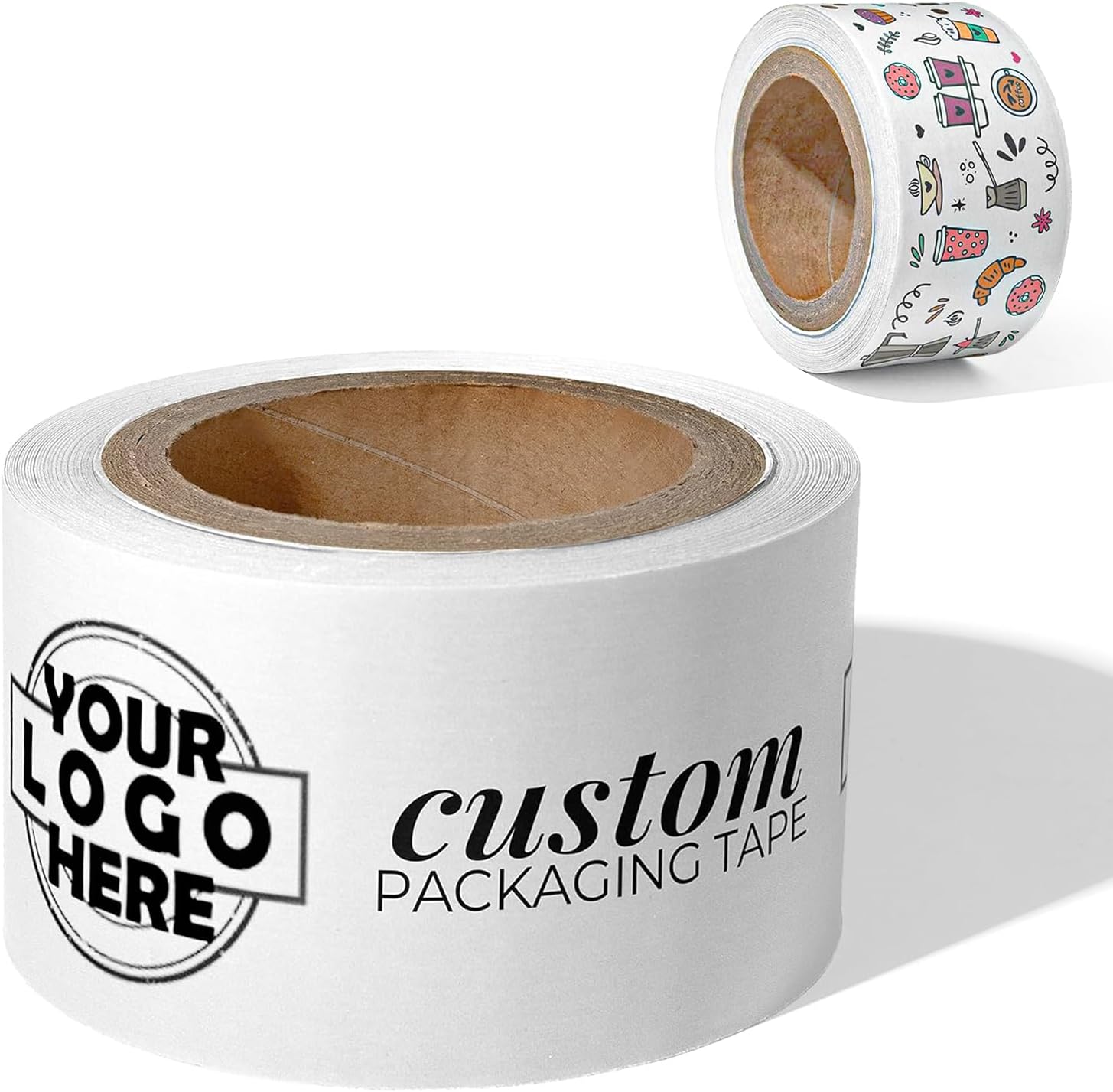 COACO Branded Custom Logo Shipping Tape | Personalized Water Activated Gummed Paper for Professional Packaging | Secure, Strong Seal for Small Business, White (300')