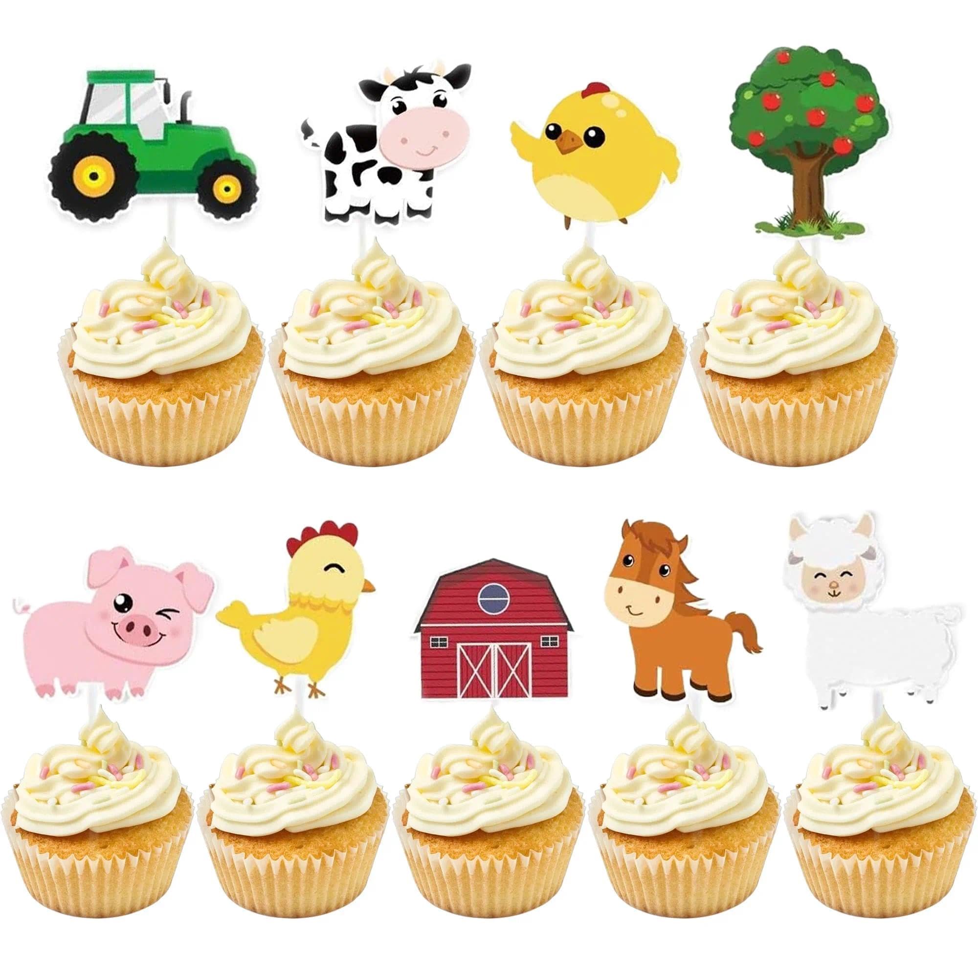 27 PCS Farm Animals Cupcake Toppers,Zoo Theme Cake Decorating for Farm Theme Party Decoration Baby Shower or Birthday Party Decoration