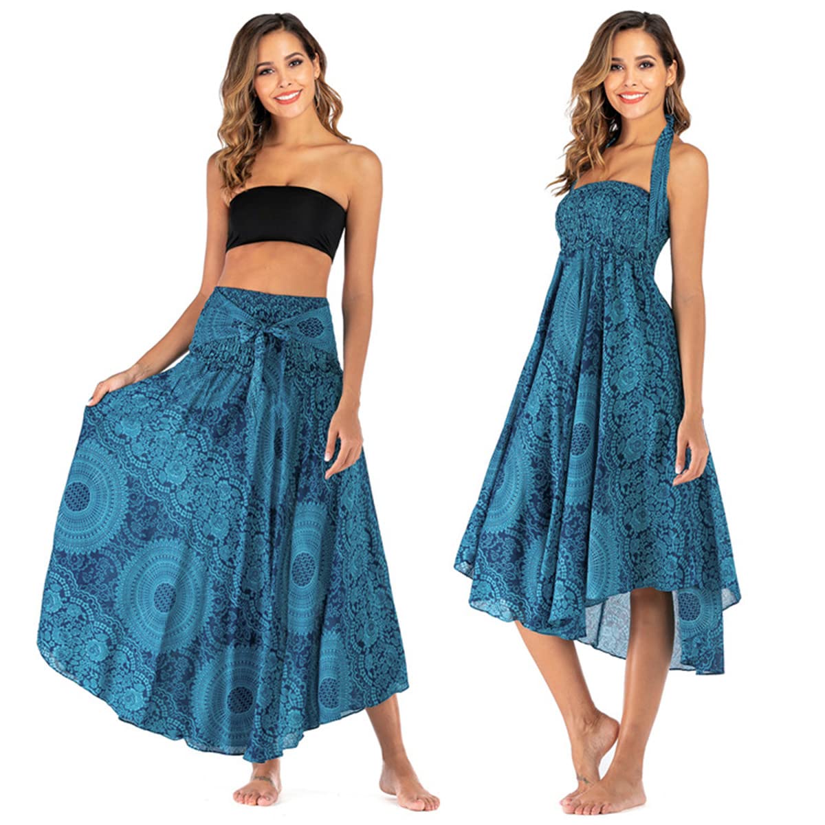 Daysskk Maxi gonna da donna 2 in 1 Halter Dress Womens Boho gonne estate spiaggia gonna 94 cm