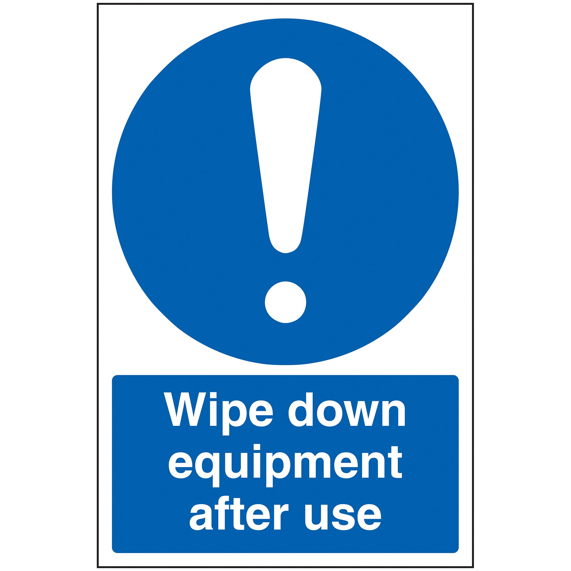V Safety Wipe Down Equipment After Use - 200mm x 300mm - 1mm Rigid Plastic