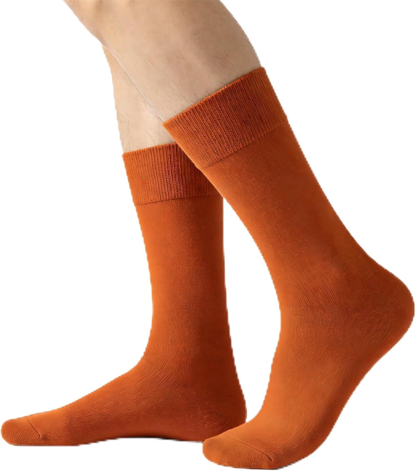 Long Socks for Men, Knee High Socks, Soft Breathable Socks for Daily Wear, Orange