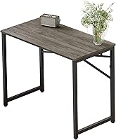 EMODA 40 Inch Folding Desk No Assembly Required - Black Oak Home Office Study Gaming Computer Table