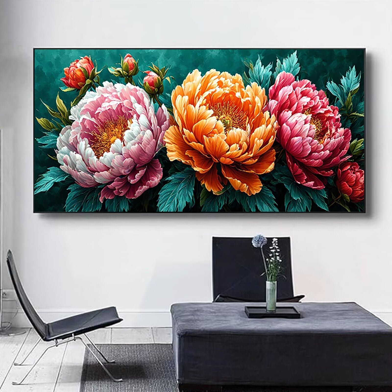 Malen nach Zahlen Kinder Blume, Malen Nach Zahlen Erwachsene, Geschenke für Mädchen Junge Bastelset, Malen nach Zahlen Pfingstrose | Malen nach Zahlen Ohne Rahmen, (60x120cm) Bastelset Erwachsene 0-4