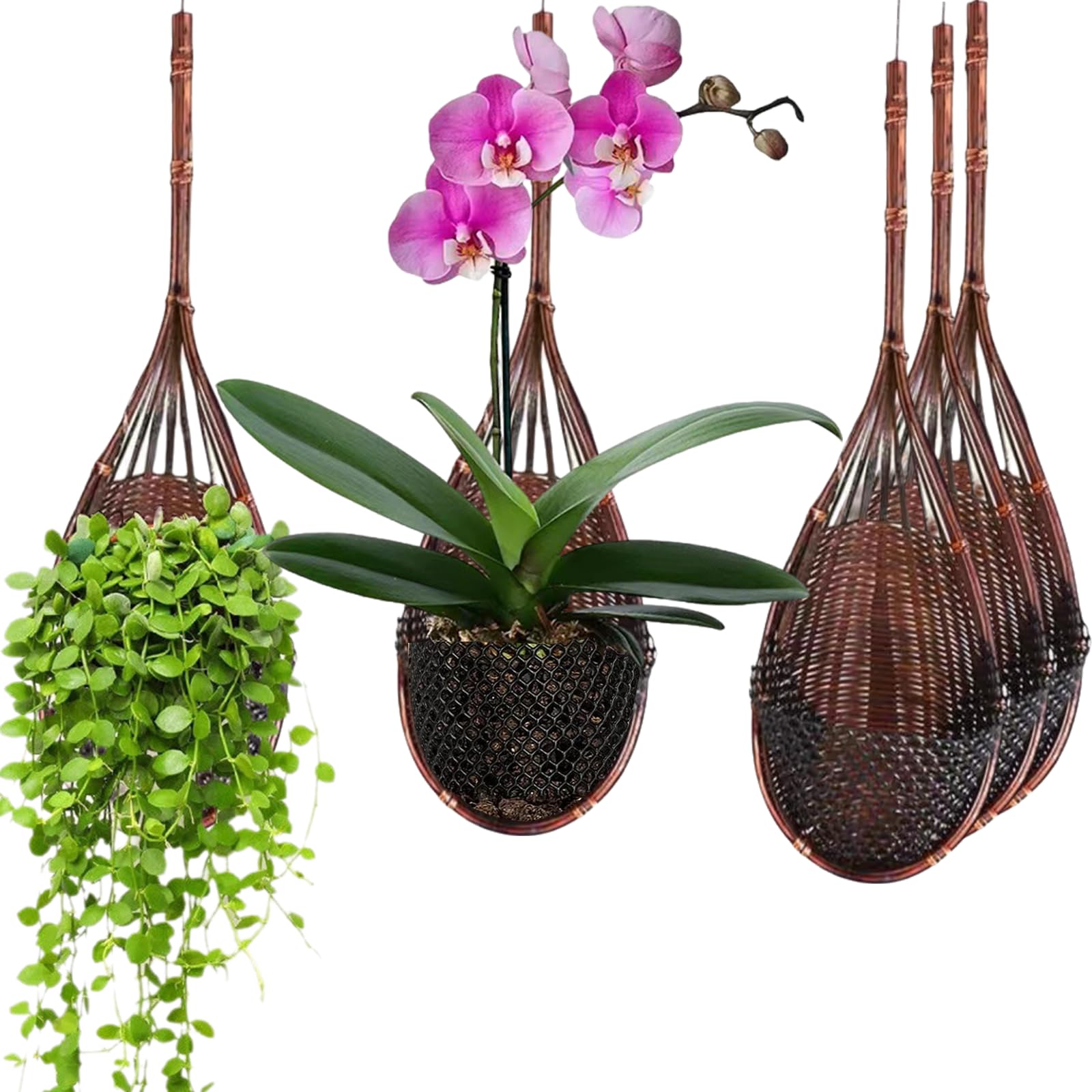 Pots de fleurs à suspendre en bambou respectueux de l'environnement pour plantes