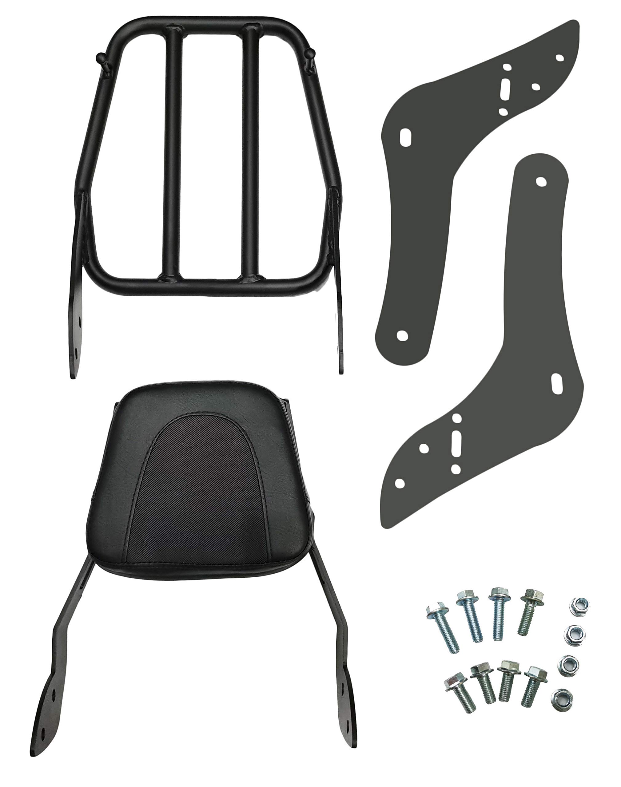 Dossier Sissy Bar avec porte-bagages et coussin confortable pour Honda Rebel 500 Rebel 300 CMX500 CMX300 2017-2020 (Noir)
