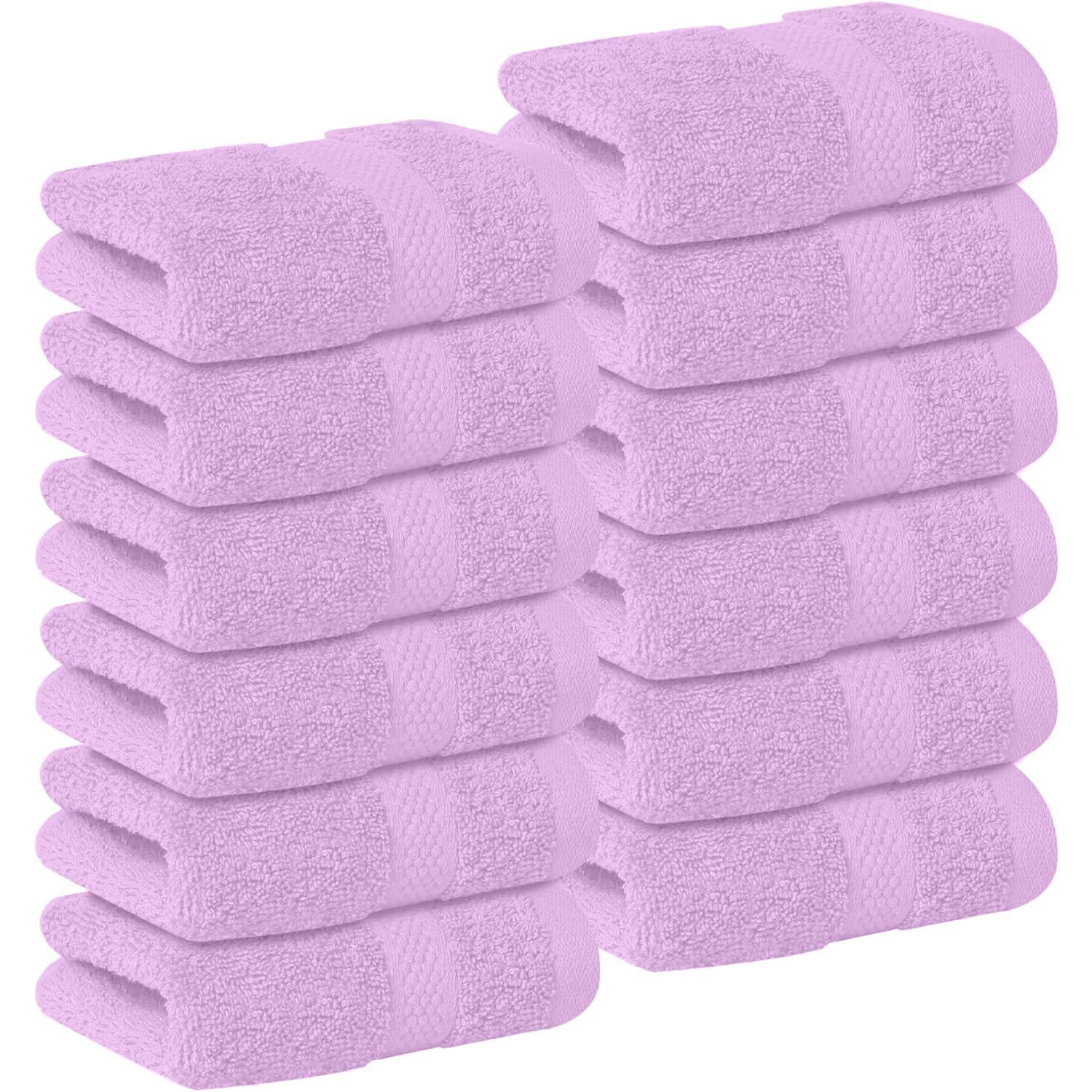 DAN RIVER 12-Pack Premium 100% Cotton Lavendar Face Towels for Bathroom - Reusable Face Wash Cloths for Showering 12x12 Inches - 550 GSM Super Soft &amp; Absorbent Luxury WashCloths for Body, Spa &amp; Gym
