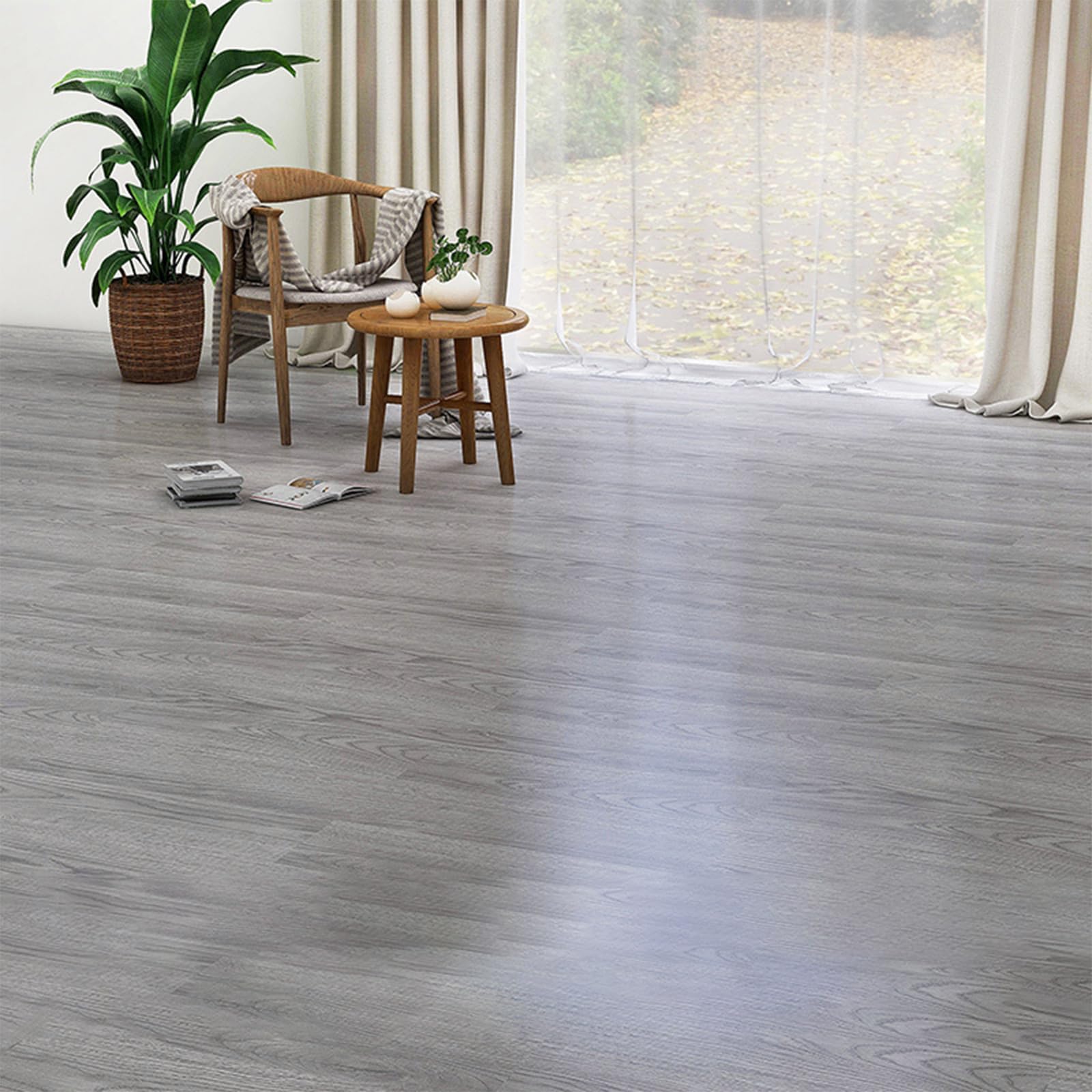 INMOZATA Revestimiento de suelo de PVC autoadhesivo, 36 baldosas/91,5 x 15,2 cm, 5,01 m², suelo de vinilo autoadhesivo, grosor 2 mm, impermeable, para cocina, baño, casa, baldosa, roble gris