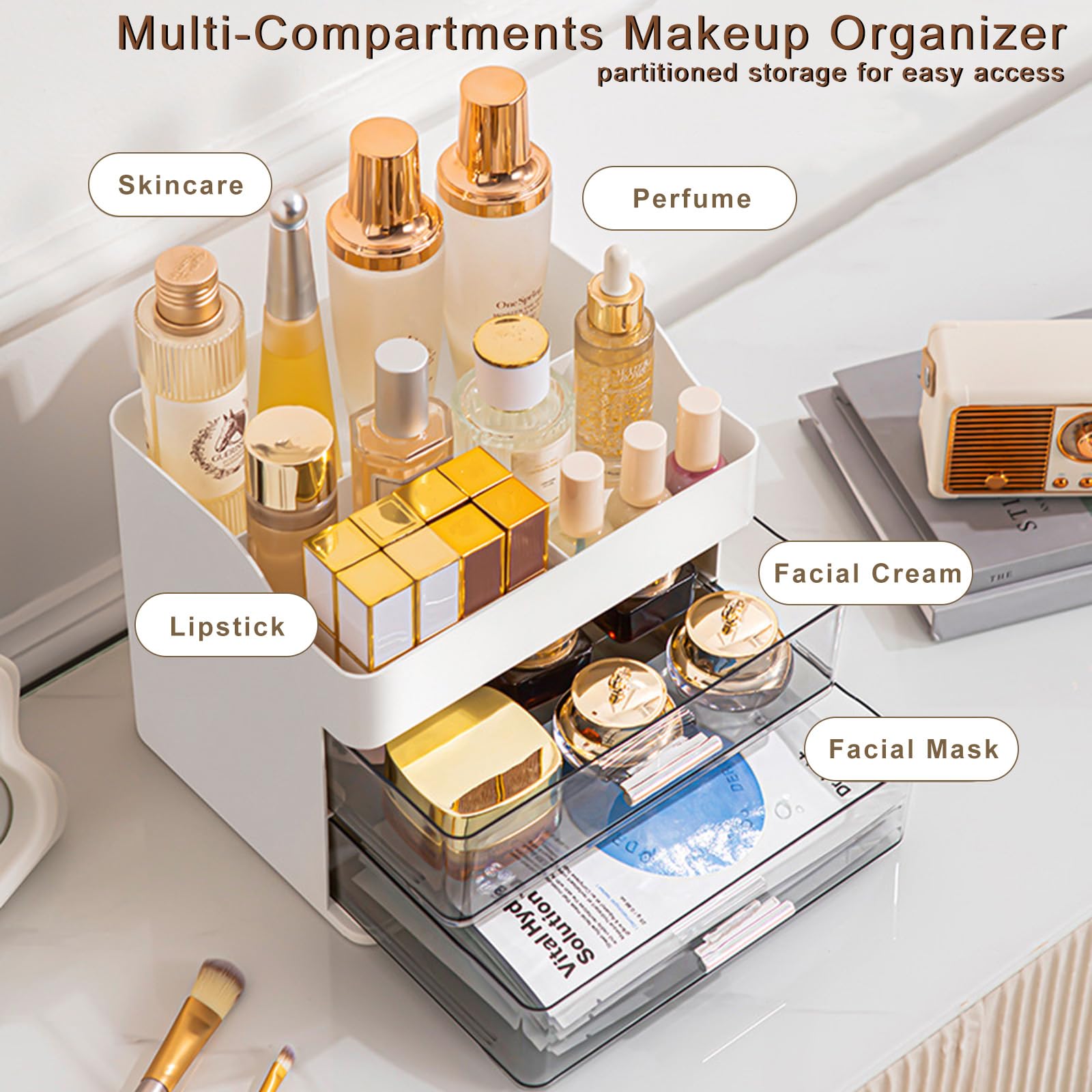 DASITON Makeup Organiser with 2 Drawers - Image 2