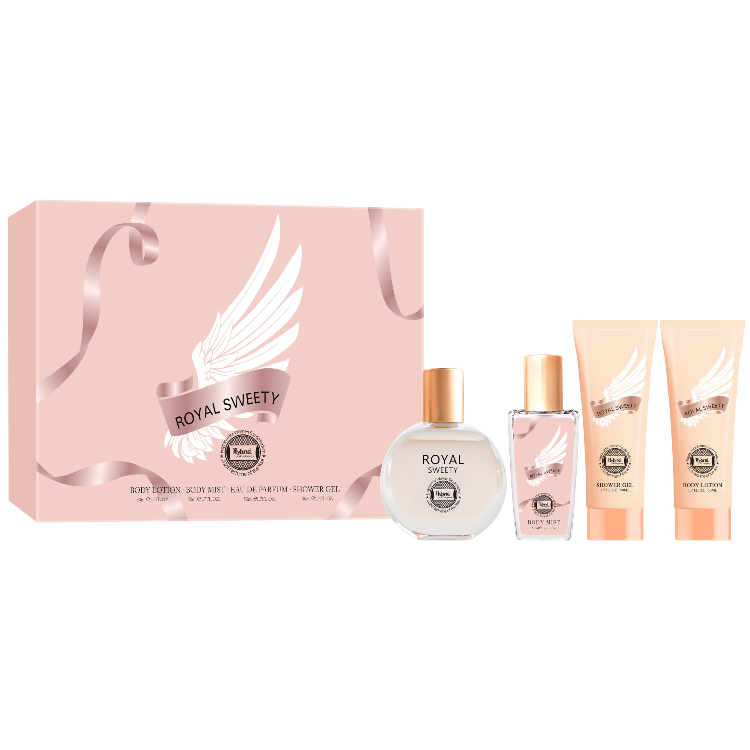 HyBrid & Company Royal Sweety 4Pcs Gift Set For Women 50ml-Perfume&50ml-Mist&50ml-Bodylotion&50ml-Shower Gel