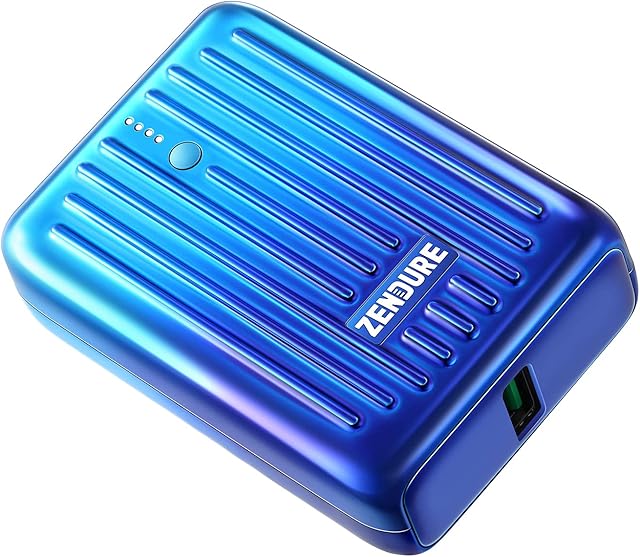 Zendure Power Bank Supermini 10,000mAh USB-C 20W PD Portable Charger Credit Card Size Ultra-Small Fast Charging External Batteries for iPhone, Samsung Galaxy,Switch and More Blue